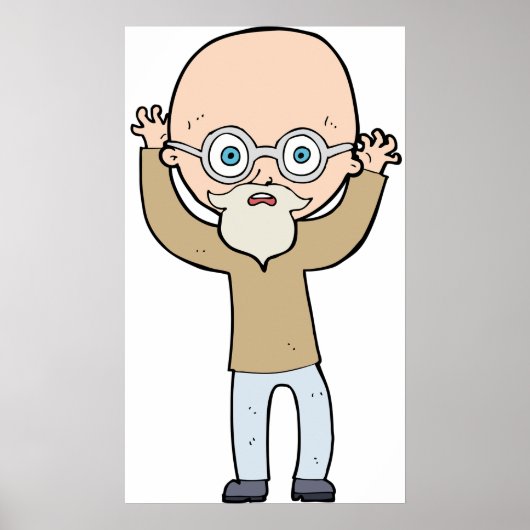 Funny Bald Quirky Old Man with Beard ポスター (正面)