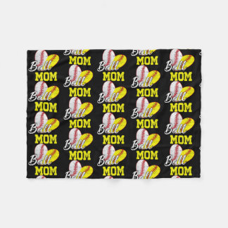 Funny Ball Mom Softball Baseball Gifts For Women フリースブランケット