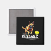 Funny Ballaholic Belgian Shepherd Dog Chasing Mali マグネット (正面/裏面)