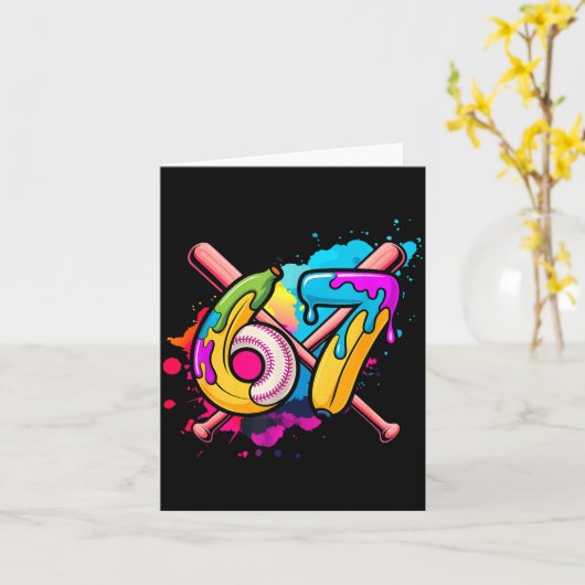 Funny Banana Baseball 67 Ice Cream Drip Meme  カード (黄色い花)