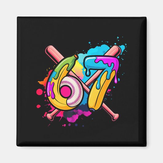 Funny Banana Baseball 67 Ice Cream Drip Meme  マグネット (正面)