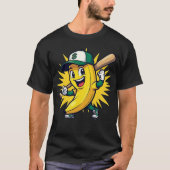 Funny Banana Baseball Mascot Logo with Cap Tシャツ (正面)