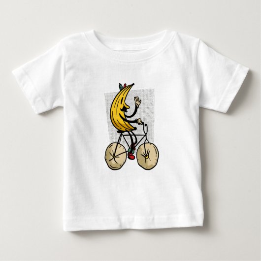 Funny Banana Biker Cartoon Design ベビーTシャツ (正面)