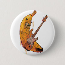 Funny Banana Guitar Pin | Cartoon Music Button