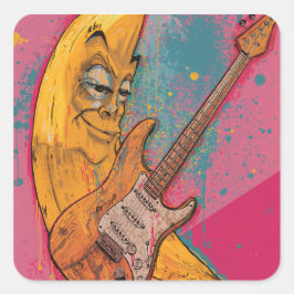 Funny Banana Guitar Sticker | Cartoon Music Decal スクエアシール