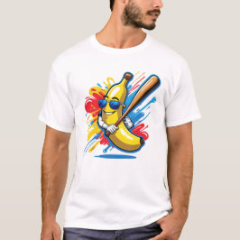 Funny Banana Swinging Baseball Funny Drip Mascot  Tシャツ