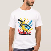 Funny Banana Swinging Baseball Funny Drip Mascot Tシャツ (正面)