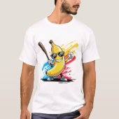 Funny Banana Swinging Baseball Funny Drip Mascot Tシャツ (正面)