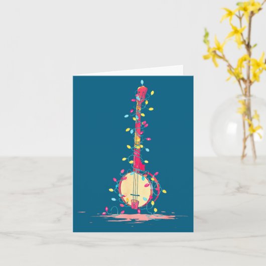 Funny Banjo Christmas Graphics Lights Lover Player カード (黄色い花)