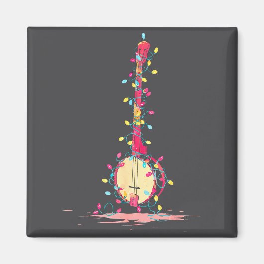 Funny Banjo Christmas Graphics Lights Lover Player マグネット (正面)