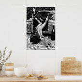 Funny Bar Art Print, Black and White, Woman with ポスター (キッチン)