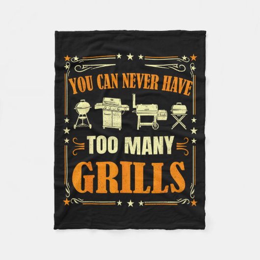 Funny Barbecue Grilling You Can Never Have Too Man フリースブランケット (正面)
