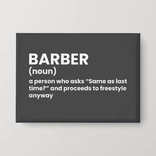Funny Barber Definition 缶バッジ (正面)