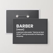 Funny Barber Definition 缶バッジ (正面/裏面)