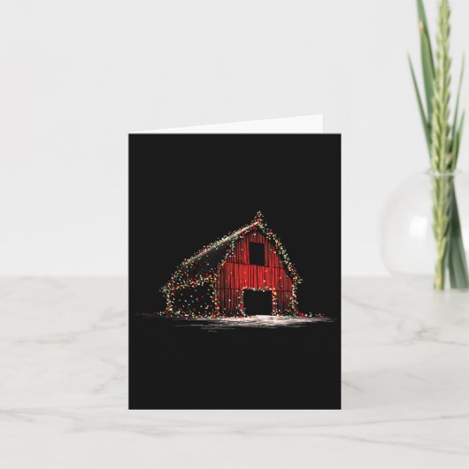 Funny Barn Christmas Graphics Lights Lover Farm Fa カード (正面)