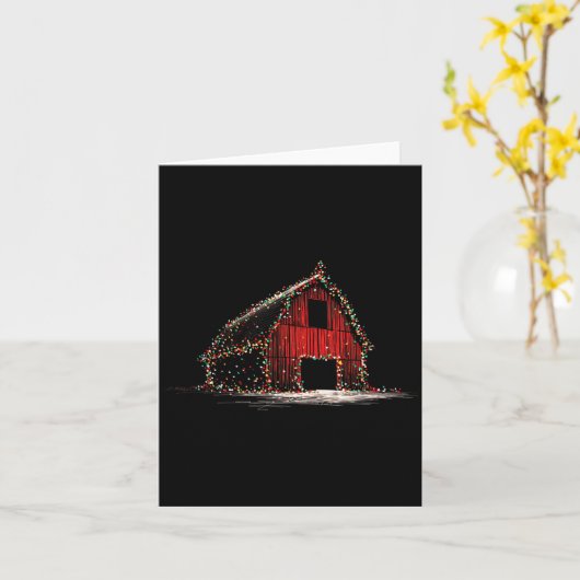 Funny Barn Christmas Graphics Lights Lover Farm Fa カード (黄色い花)