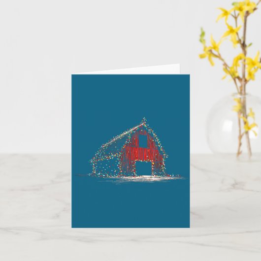 Funny Barn Christmas Graphics Lights Lover Farm Fa カード (黄色い花)