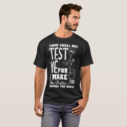 Funny Bartender Thou Shall Not Test Me Quote  Tシャツ (正面フル)