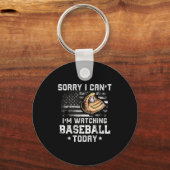Funny Baseball Boys Sorry I Can't I'm Watching Bas キーホルダー (正面)