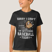 Funny Baseball Boys Sorry I Can't I'm Watching Bas Tシャツ (正面)