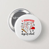 Funny Baseball I Survived 67 Days Of School Design 缶バッジ (正面&裏面)