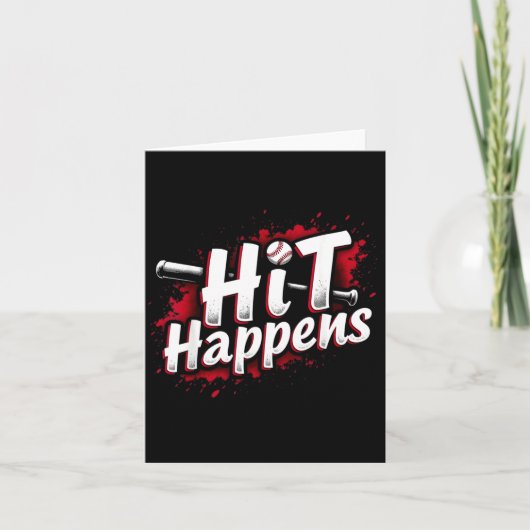 Funny Baseball Quote Gift Hit Happens  カード (正面)