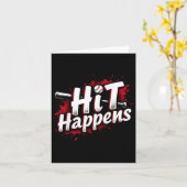 Funny Baseball Quote Gift Hit Happens  カード (黄色い花)