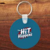 Funny Baseball Quote Gift Hit Happens  キーホルダー (正面)