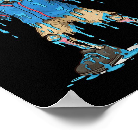 Funny Baseball Skeleton Ice Cream Drip Baseball Bo ポスター (角)