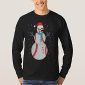 Funny Baseball Snowman Christmas New Year Gift Tシャツ (正面)