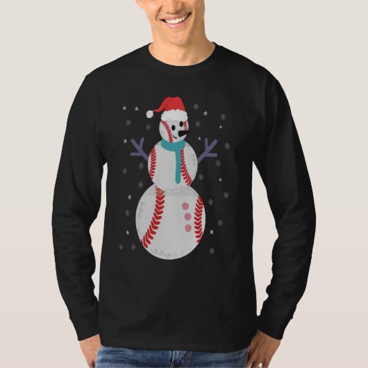 Funny Baseball Snowman Christmas New Year Gift Tシャツ (正面)