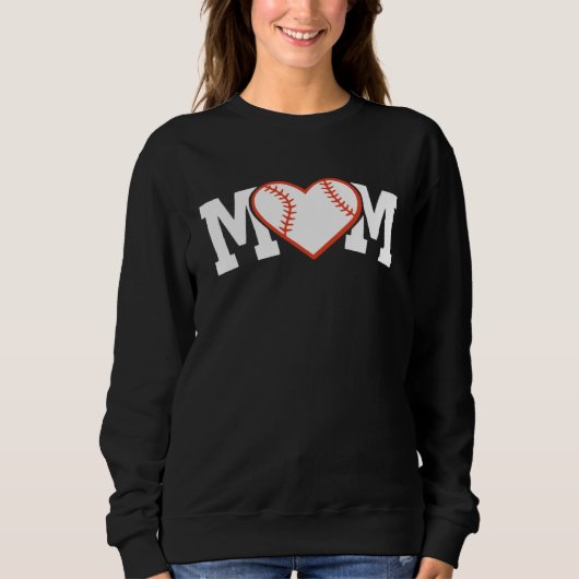 Funny Baseball Softball Ball Mom Heart Love スウェットシャツ (正面)