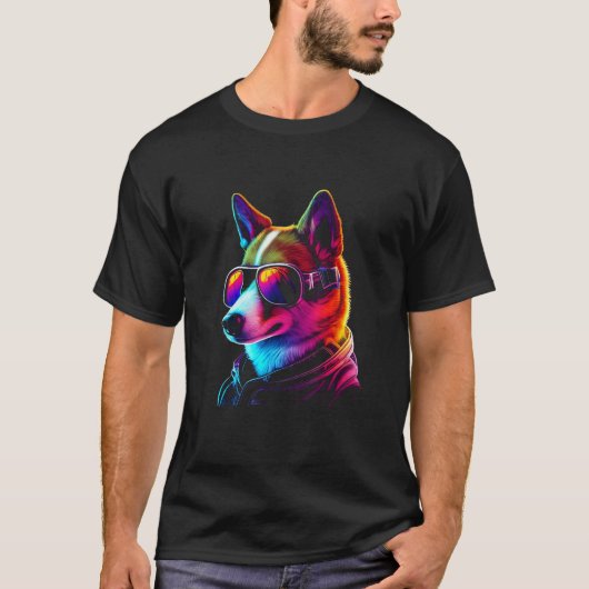 Funny BasenjiDog owner Vaporwave Notorious DJ Tシャツ (正面)
