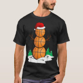 Funny Basketball Christmas Snowman Tシャツ (正面)