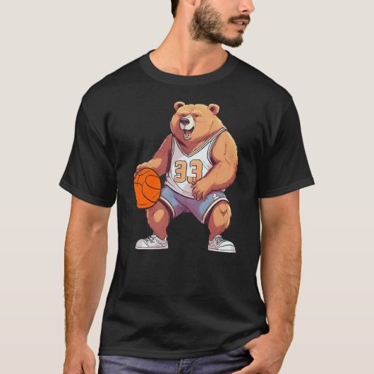 Funny Basketball Player Fan Bear Game Day Team Coa Tシャツ (正面)