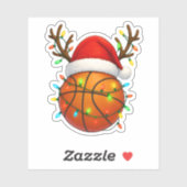 Funny Basketball Santa Hat with Reindeer Antlers シール (シート)