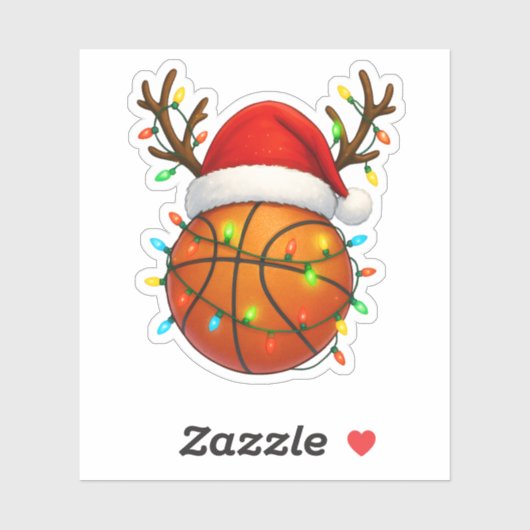 Funny Basketball Santa Hat with Reindeer Antlers シール (シート)
