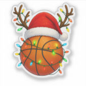 Funny Basketball Santa Hat with Reindeer Antlers シール (正面)