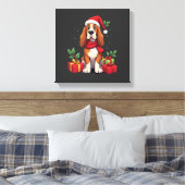 Funny Basset Hound Dog Christmas Outfits Santa Hat キャンバスプリント (インサイチュ (寝室))