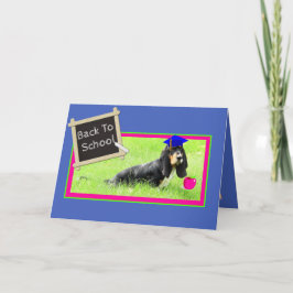 Funny Basset on Back to School Card w/Apple カード