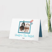 Funny Bassets W/Cake & Balloons On Birthday Card カード (裏面)
