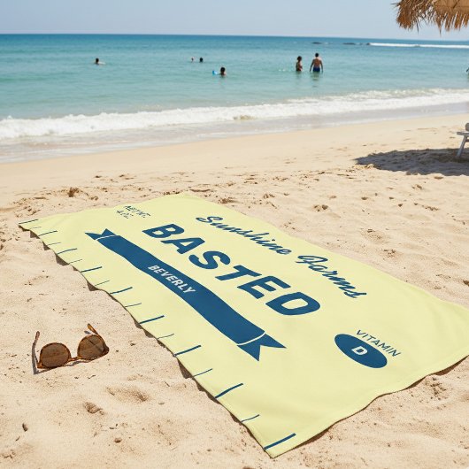 Funny BASTED Butter Stick Personalized Yellow  ビーチタオル