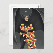 Funny Bat With Halloween Candy ポストカード (正面/裏面)