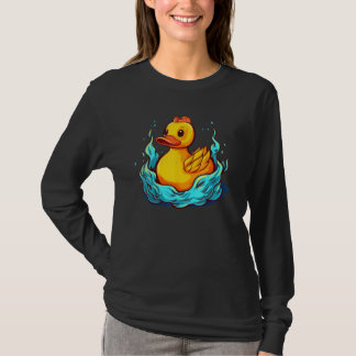 Funny Bath rubber Duck Girl with Water Tシャツ