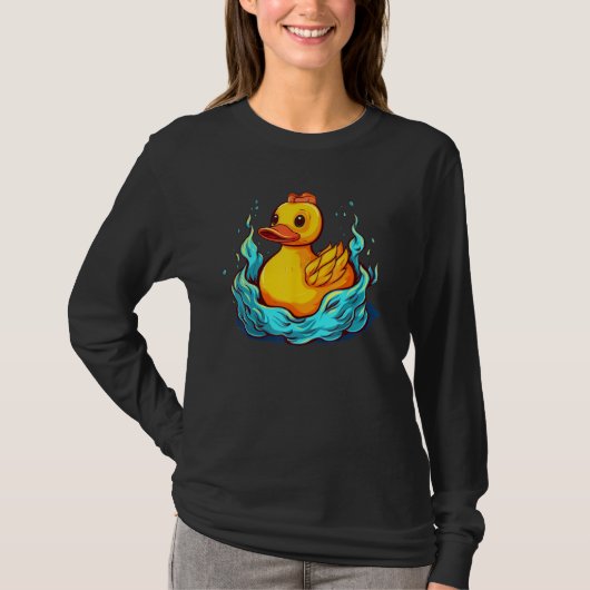 Funny Bath rubber Duck Girl with Water Tシャツ (正面)