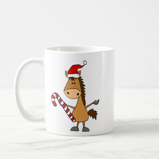 Funny Bay Horse in Santa Hat Christmas コーヒーマグカップ (左)