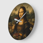 Funny BBQ Mona Lisa ラージ壁時計 (傾斜)