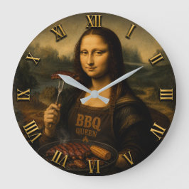 Funny BBQ Mona Lisa ラージ壁時計