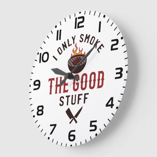 Funny BBQ Quote I Only Smoke The Good Stuff ラージ壁時計 (傾斜)