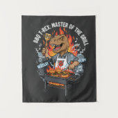 Funny BBQ T-Rex Master of the Grill Dinosaur Dad  タペストリー (正面)